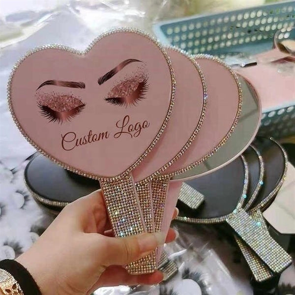 Heart hand mirror with handle