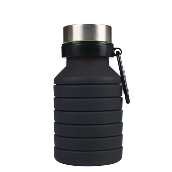 17 oz Collapsible Silicon Water Bottle with Carabiner
