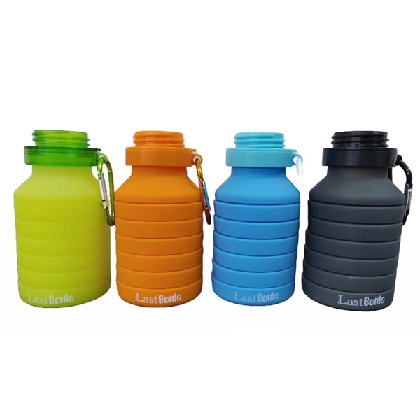 17 oz Collapsible Silicon Water Bottle with Carabiner
