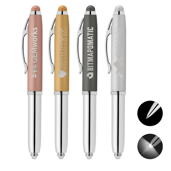 Vivano Softy Metallic Pen w/ LED Light and Stylus - Laser