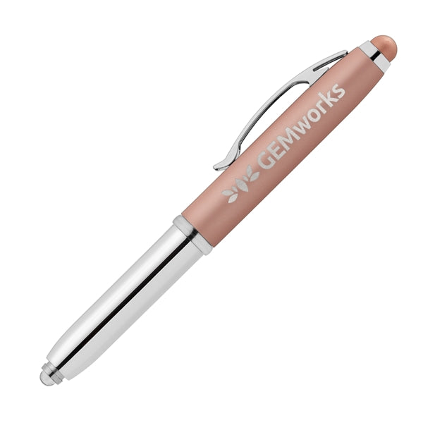 Vivano Softy Metallic Pen w/ LED Light and Stylus - Laser