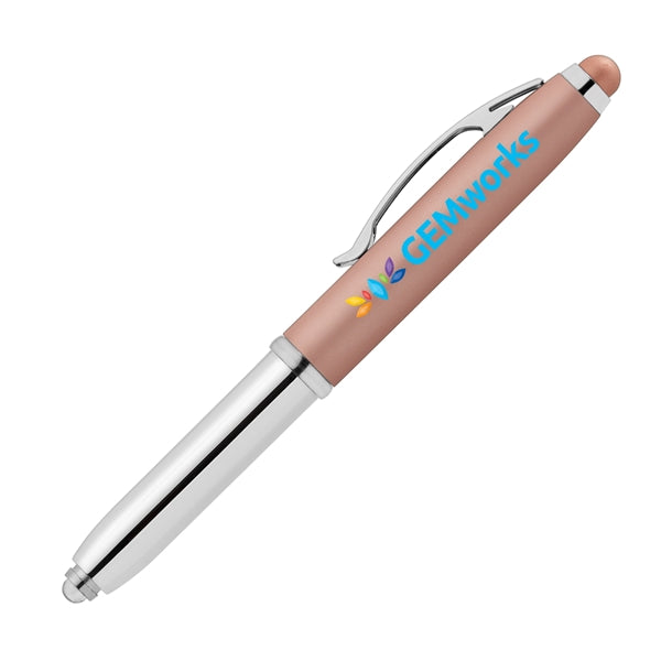 Vivano Softy Metallic Pen w/ LED Light and Stylus - ColorJet