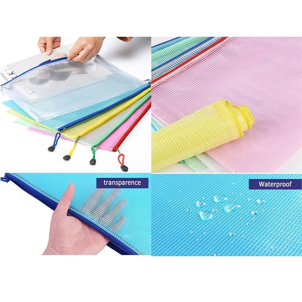 Waterproof Plastic Mesh Zipper Document Envelopes Folder