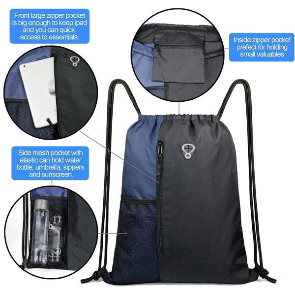 Drawstring Backpack Sports Gym Bag For Women Men