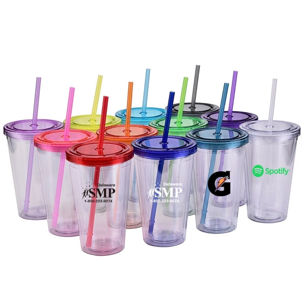 16oz Double Wall Tumbler with Straw
