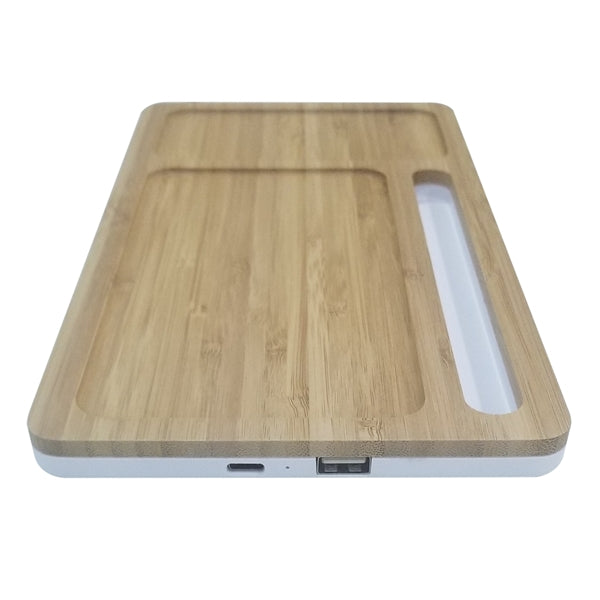 Wizchark Bamboo 10W Qi Wireless Charger Desktop Organizer
