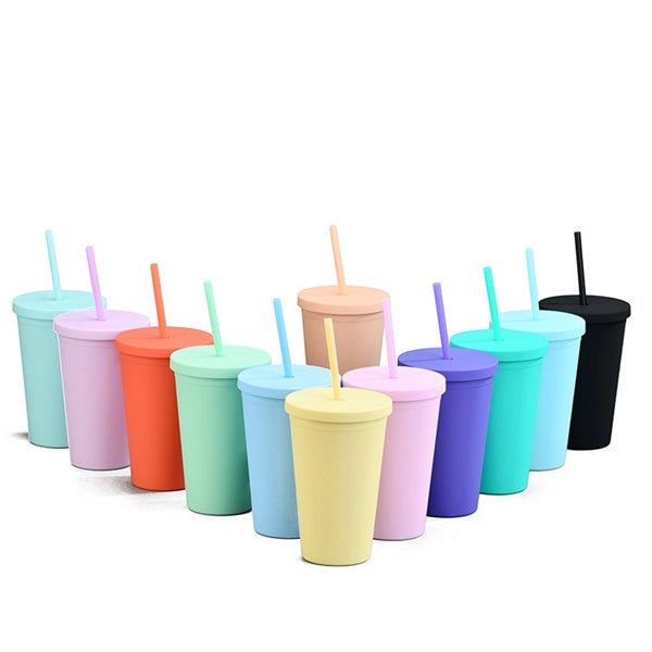 Plastic Tumbler with Straw