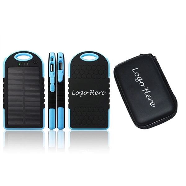 5000mAh Solar Power Bank Kit in Zipper Case with Logo Print