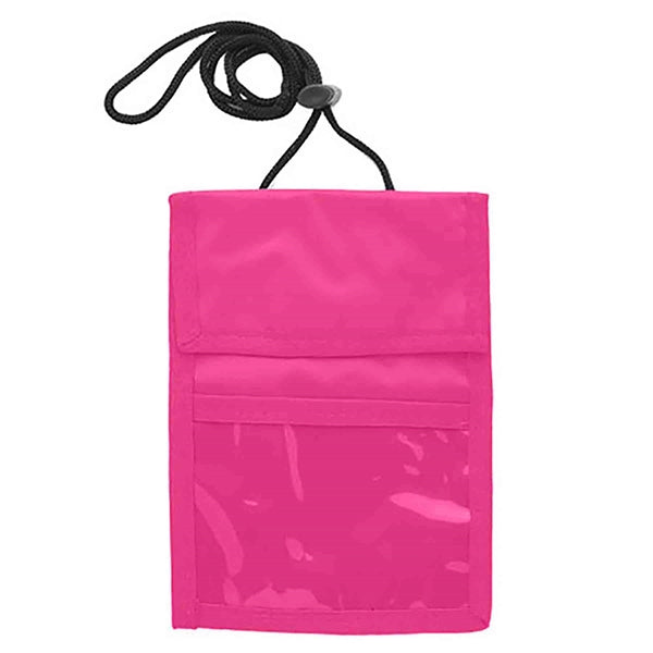 Large Badge Holder Neck Wallets With Clear Display Window