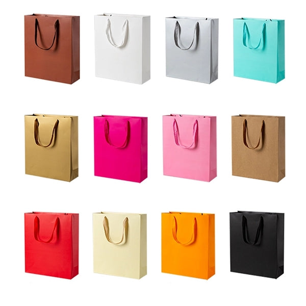 Matte Laminated Euro Tote Bag w/Ribbon Handles - Foil Stamp