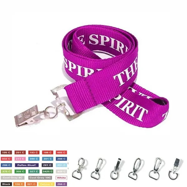 1/2" Lanyard W/ Metal Bulldog Clasp
