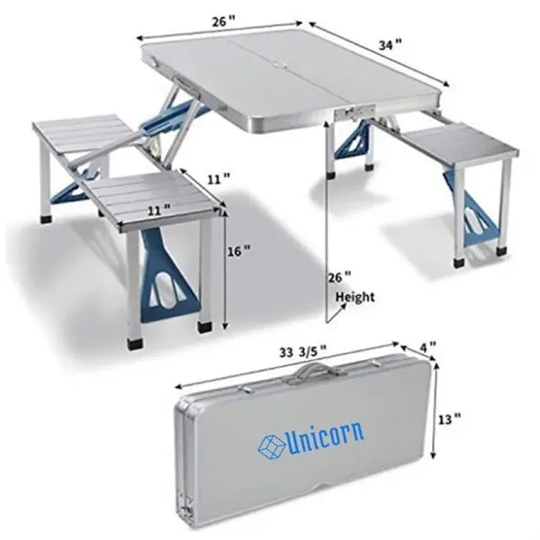 Outdoor Aluminum Portable Folding Camp Suitcase Picnic Table
