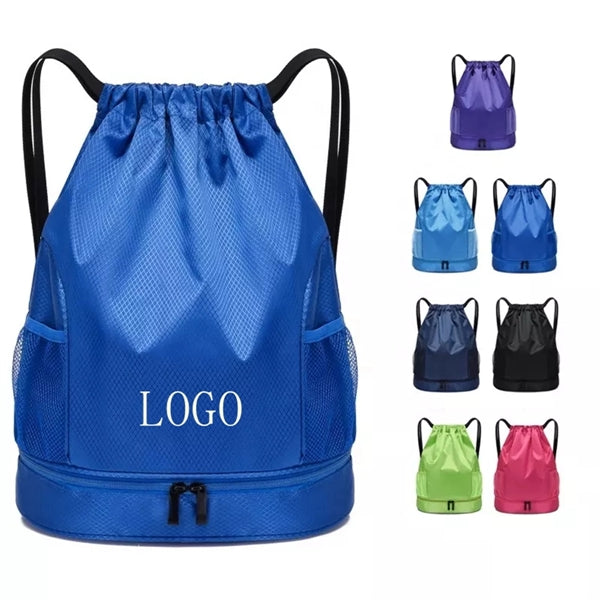 Drawstring Backpack With Shoe Compartment