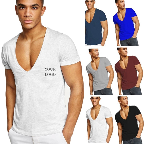Men'S Sports Leisure Deep V-Neck T-Shirt