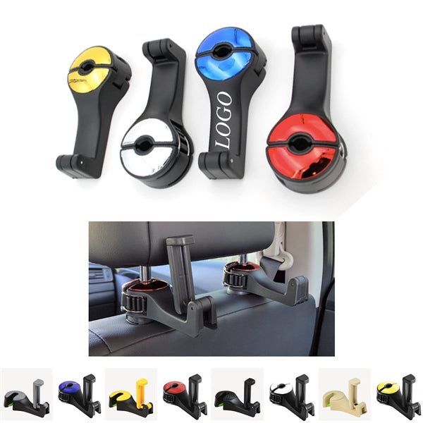 Locking Rotatable Car Headrest Hook With Phone Stand Feature
