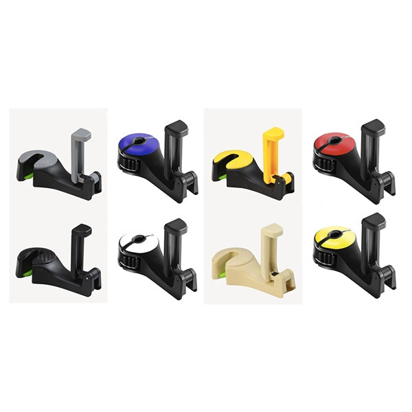 Locking Rotatable Car Headrest Hook With Phone Stand Feature