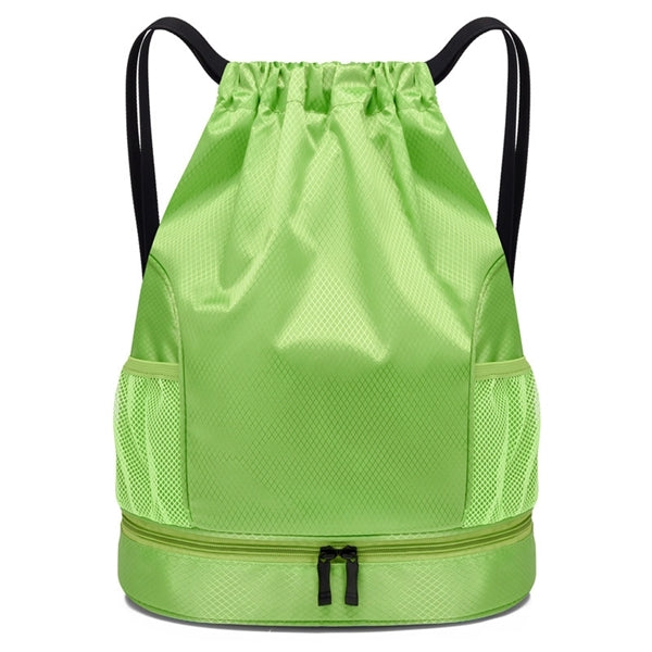 Drawstring Sports Bag with Bottom Shoe Compartment