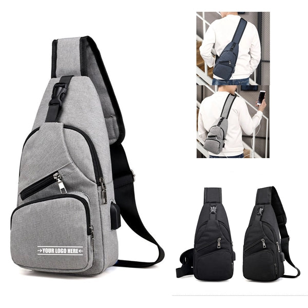 Sling Shoulder Chest Bags Crossbody Backpack With Usb