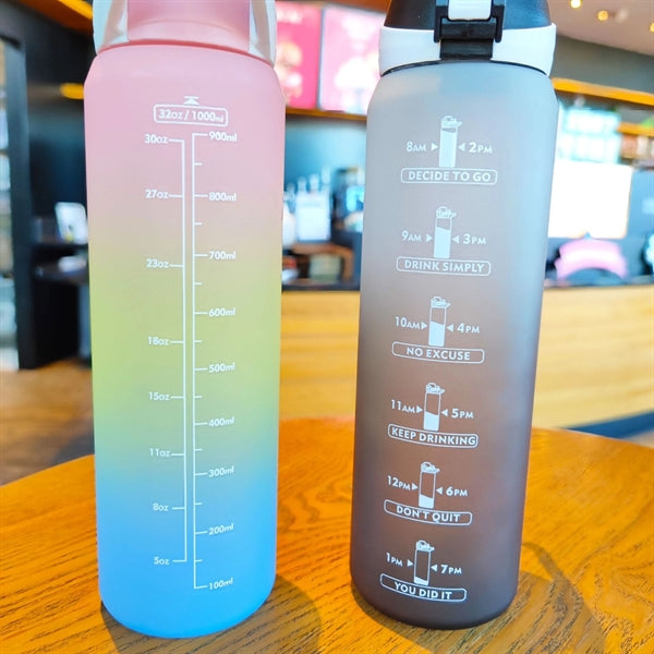 32 Oz Leakproof Motivational Water Bottle with Time Marker