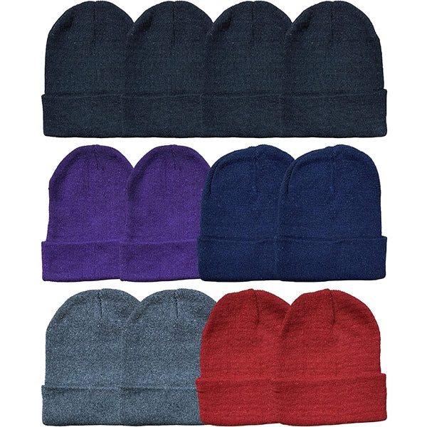 Thick Knitted Multiple Color Blend Beanie