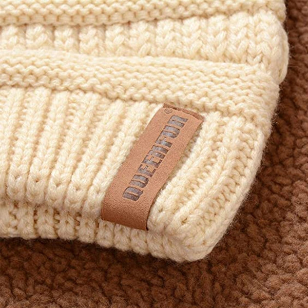 Knitted Multiple Color Blend Pompom Beanie Winter Hat
