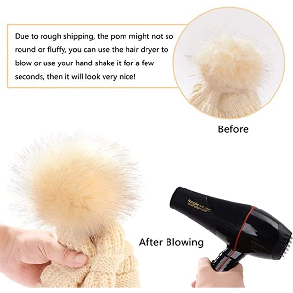 Knitted Multiple Color Blend Pompom Beanie Winter Hat