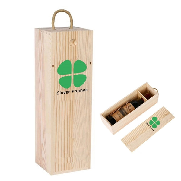 Single Wine Bottle Wood Storage Gift Box with Handle