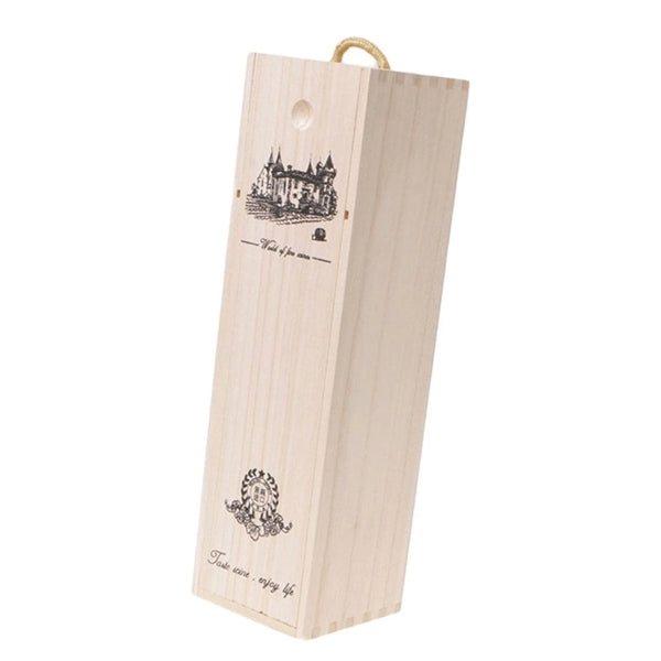 Single Wine Bottle Wood Storage Gift Box with Handle