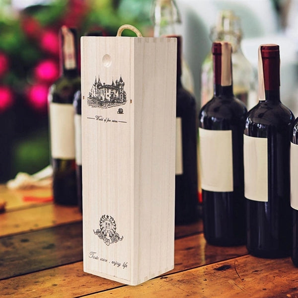 Single Wine Bottle Wood Storage Gift Box with Handle