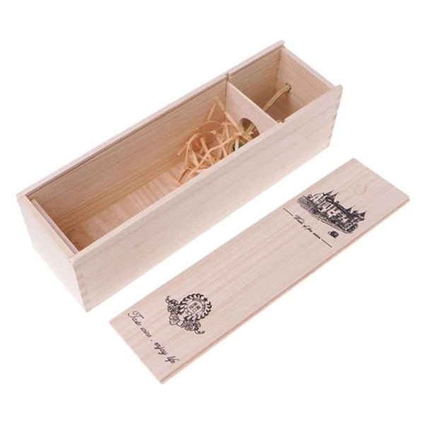 Single Wine Bottle Wood Storage Gift Box with Handle