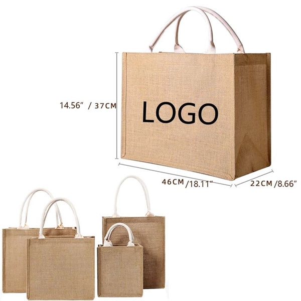 Large Waterproof Jute Burlap Tote Bag With Handles