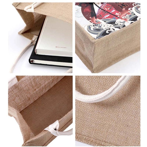 Large Waterproof Jute Burlap Tote Bag With Handles