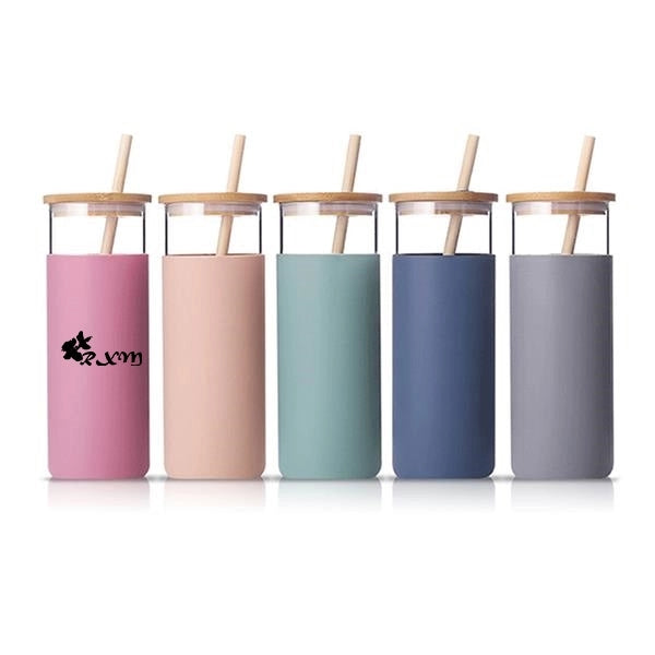 Bamboo Lid Single Layer Glass Bottles