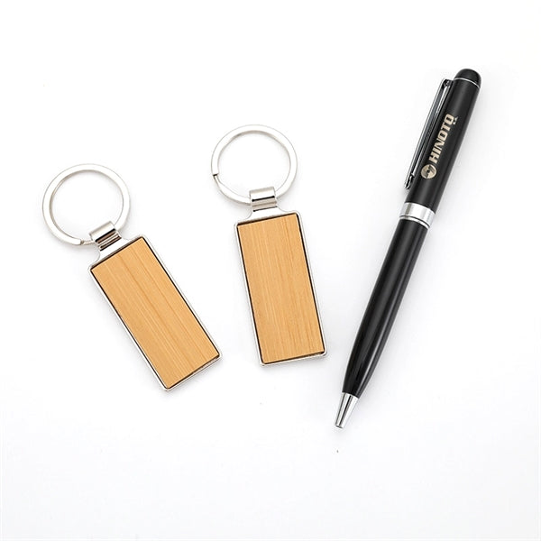 Wooden Keychain & Pen Gift Set