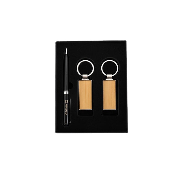 Wooden Keychain & Pen Gift Set