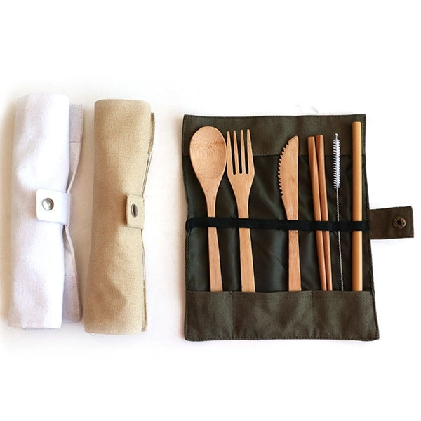 Set Of Travel Bamboo Tableware Storage