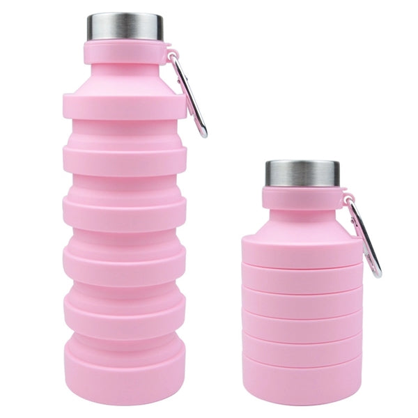18 oz Reuseable Silicone Foldable Water Bottles for Travel
