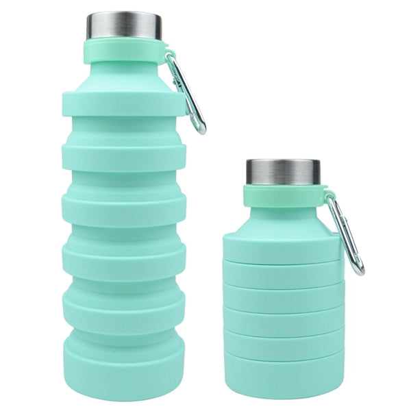 18 oz Reuseable Silicone Foldable Water Bottles for Travel