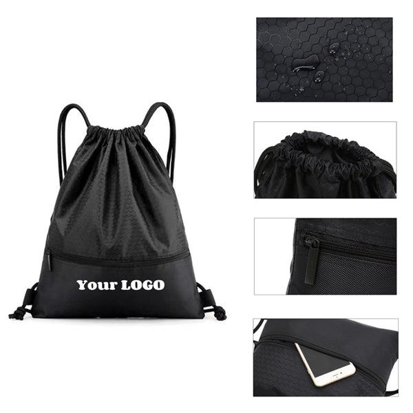 Drawstring Backpack With Zip Pockets