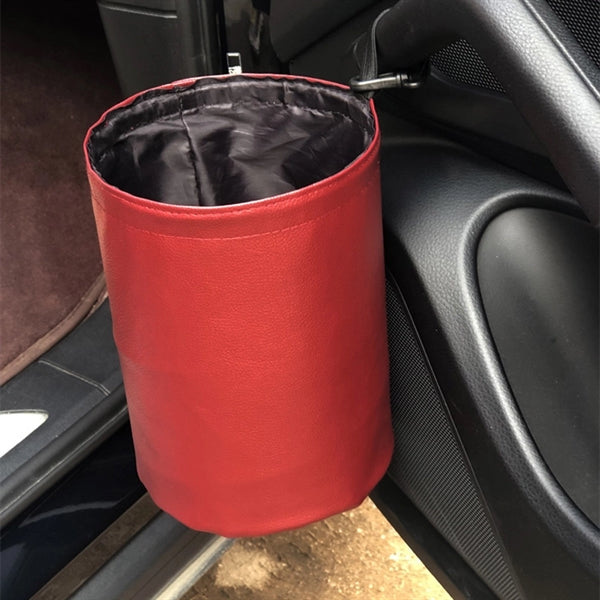 Collapsible Waterproof Portable PU Leather Car Trash Can