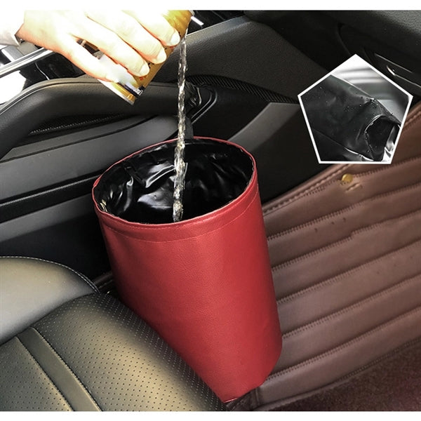 Collapsible Waterproof Portable PU Leather Car Trash Can