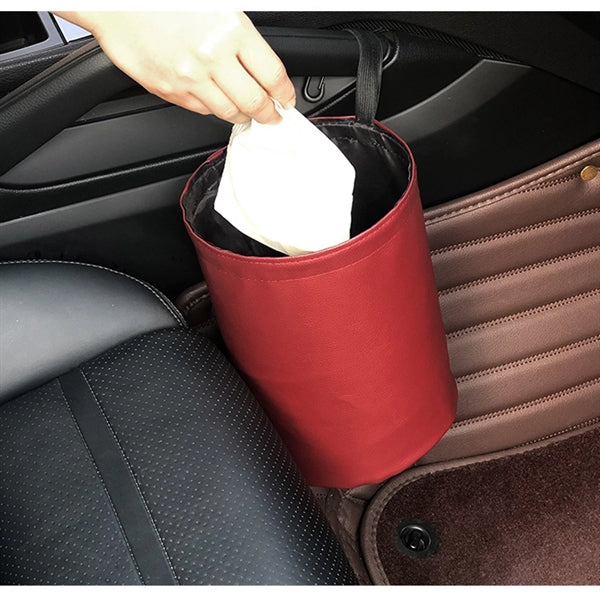 Collapsible Waterproof Portable PU Leather Car Trash Can