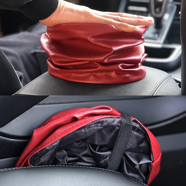 Collapsible Waterproof Portable PU Leather Car Trash Can