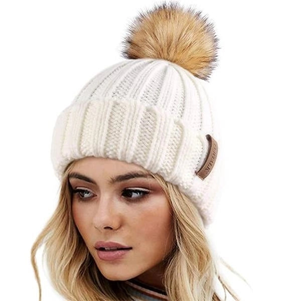 Winter Thick Fleece Lining Knitted Beanie Hat