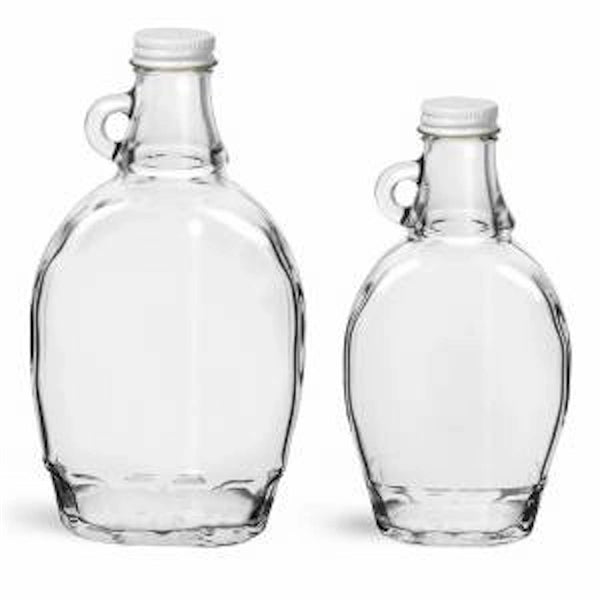 Clear Glass Syrup Bottles W/B Ribbed Lined Cap