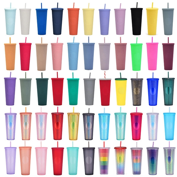 Double Walled Cups 24Oz Fully Studded Tumbler With Lid