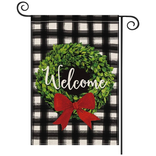 Welcome Wreath Christmas Garden Flag