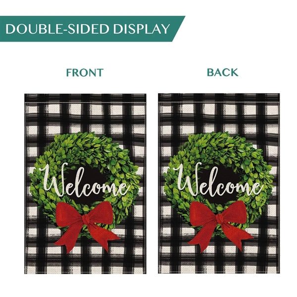 Welcome Wreath Christmas Garden Flag