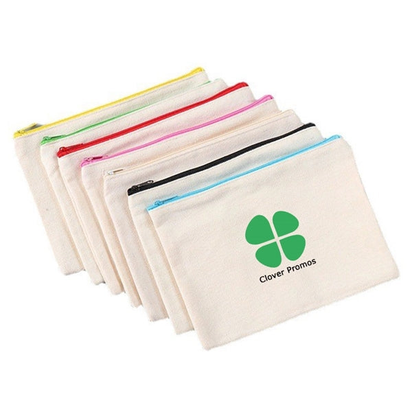 Cotton Canvas Zipper Makeup Pencil Bag Pouch