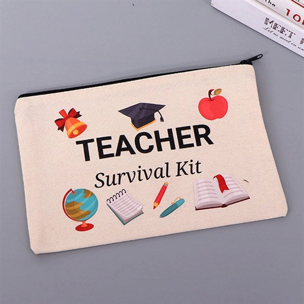 Cotton Canvas Zipper Makeup Pencil Bag Pouch
